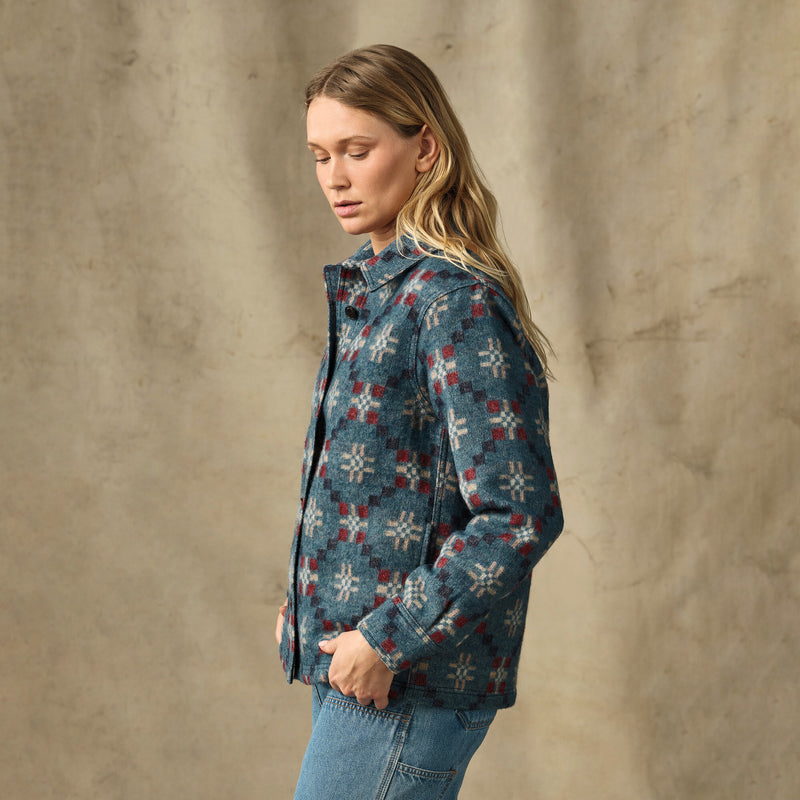 Women's wool overshirt von Filson | Turquoise / multi jacquard (Blue)