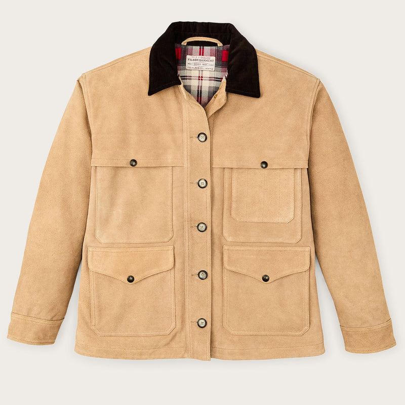 Women’s suede leather cruiser jacket by Filson | Dark tan