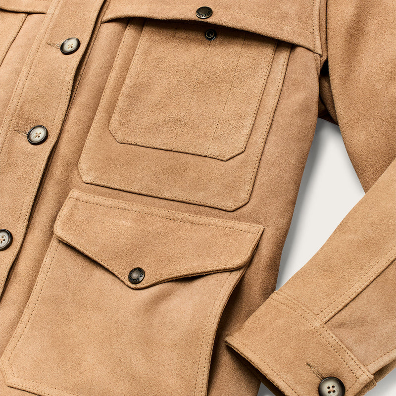 Women’s suede leather cruiser jacket by Filson | Dark tan