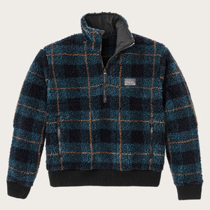 Women’s pile fleece popover by Filson | Blue / black plaid (Blue)