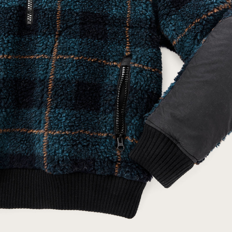 Women’s pile fleece popover by Filson | Blue / black plaid (Blue)