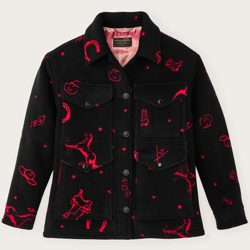 Women’s jacquard wool cruiser by Filson | Black / red western