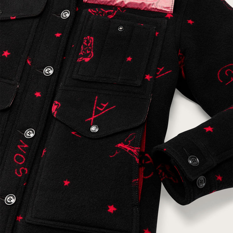 Women’s jacquard wool cruiser by Filson | Black / red western