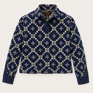 Women's colchuck short jacket by Filson | Navy / sage jacquard (Blue)
