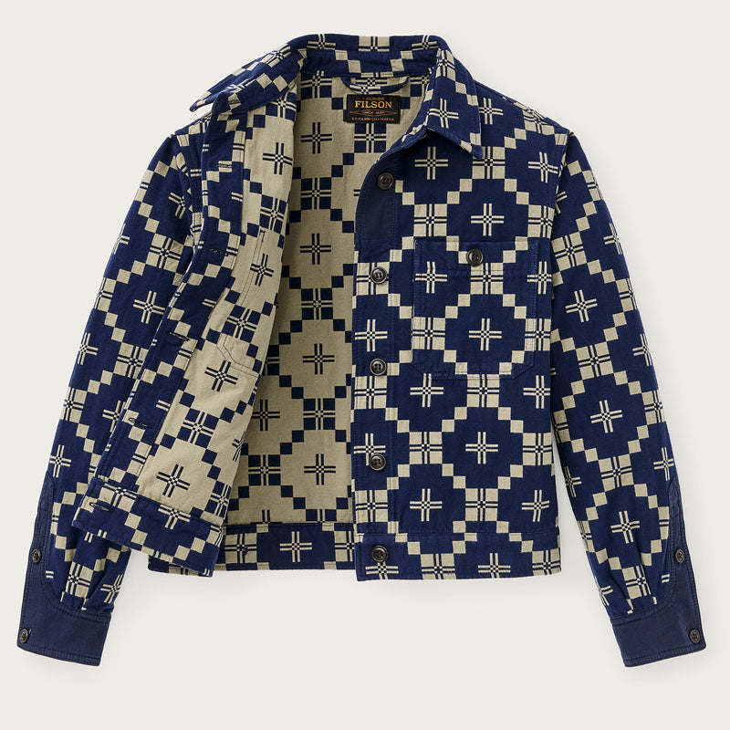 Women's colchuck short jacket by Filson | Navy / sage jacquard (Blue)