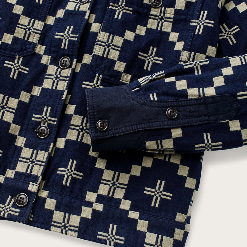 Women's colchuck short jacket by Filson | Navy / sage jacquard (Blue)