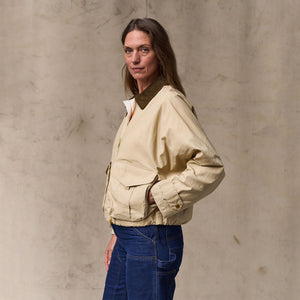 Women's dry wax short work jacket von Filson | Quail tan (Yellow)