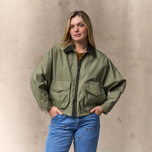 Women's dry wax short work jacket von Filson | Slate olive (Green)