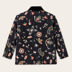 Women's canvas barn coat by Filson | India ink print (Blue)