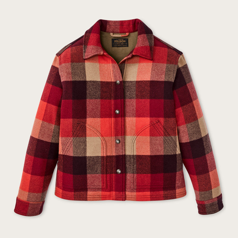 Women's spokane insulated jacket by Filson | Red / burgundy plaid (Red)