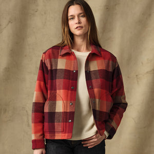 Women's spokane insulated jacket by Filson | Red / burgundy plaid (Red)