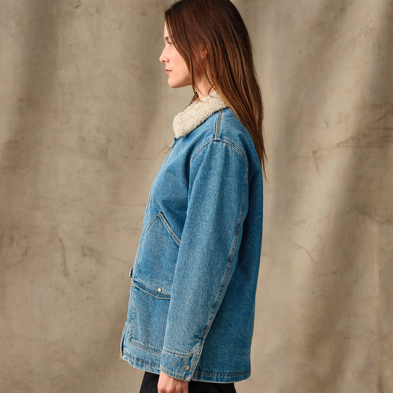 Women's insulated denim outfitter coat by Filson | Vintage indigo (Blue)