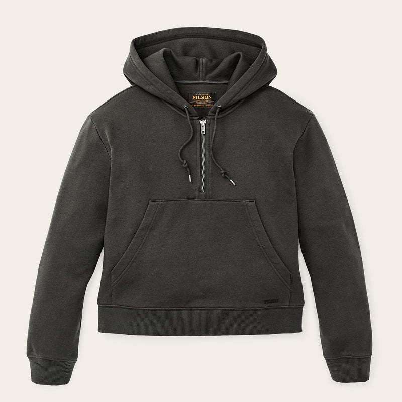 Women's french terry half-zip hoodie by Filson | Faded black (Black)