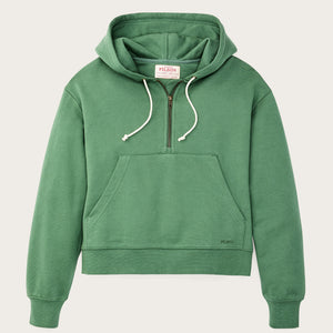 Women's french terry half-zip hoodie by Filson | Light forest (Green)