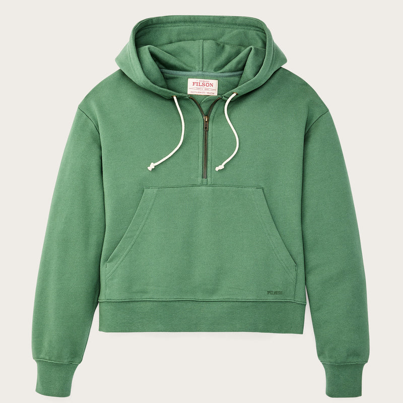 Women's french terry half-zip hoodie by Filson | Light forest (Green)