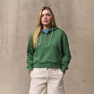 Women's french terry half-zip hoodie by Filson | Light forest (Green)