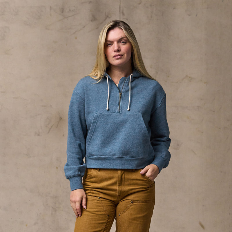 Women's french terry half-zip hoodie von Filson | Light blue (Blue)