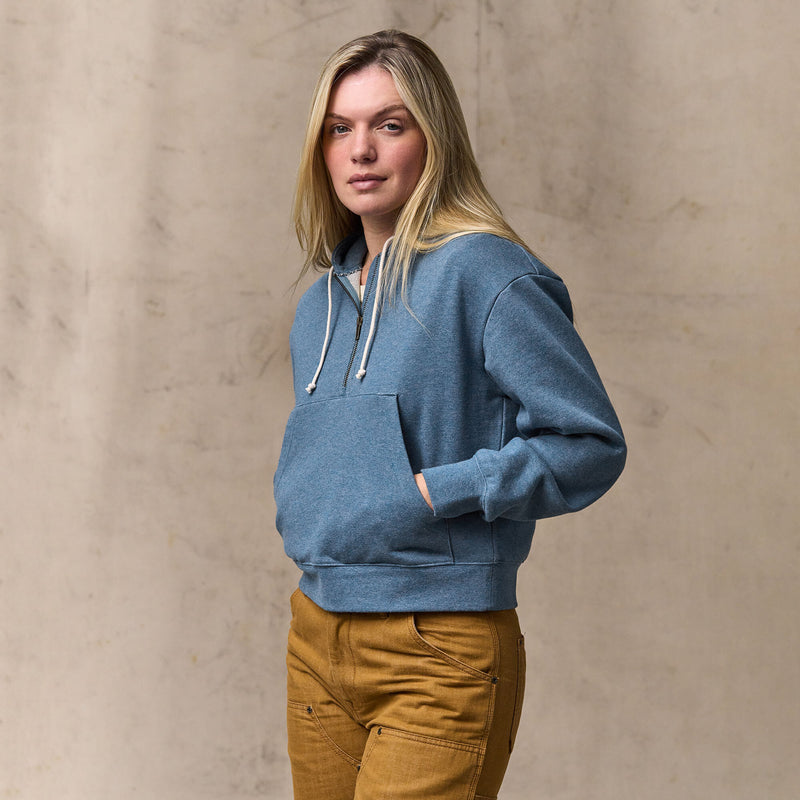 Women's french terry half-zip hoodie von Filson | Light blue (Blue)