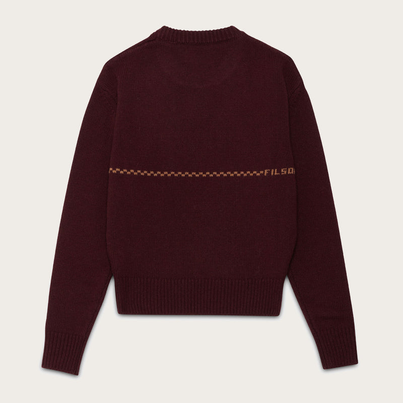 Women's wool crewneck sweater by Filson | Black cherry/mustard (Red)