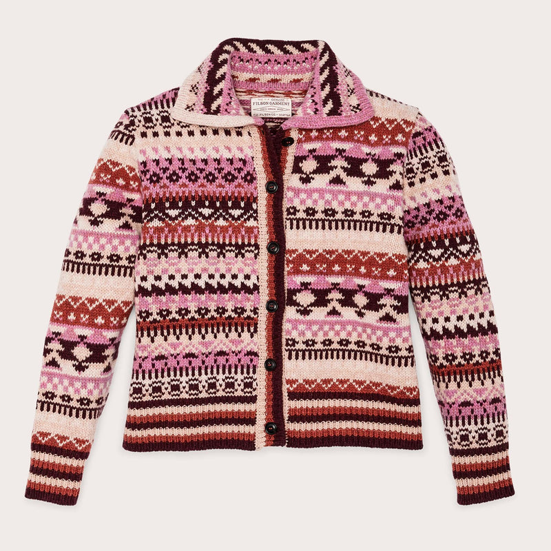 Women's fair isle cardigan von Filson | Burgundycream (Multicolor)