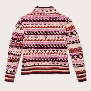 Women's fair isle cardigan von Filson | Burgundycream (Multicolor)