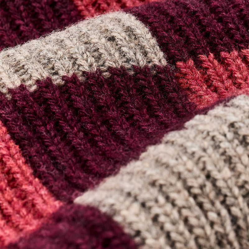 Cardigan femme en laine à carreaux par Filson | Burgundy / gray chec (Purple)