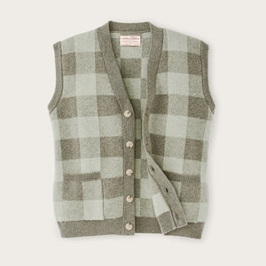 Women’s wool cardigan vest by Filson | Olive check (Green)