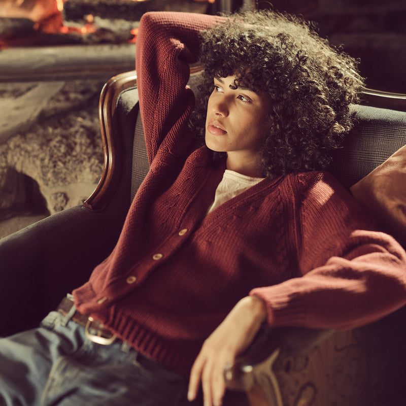 Rustic cotton cardigan für damen von Filson | Burgundy