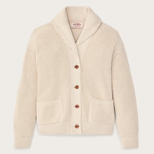 Women's cotton shawl neck cardigan von Filson | Natural (White)