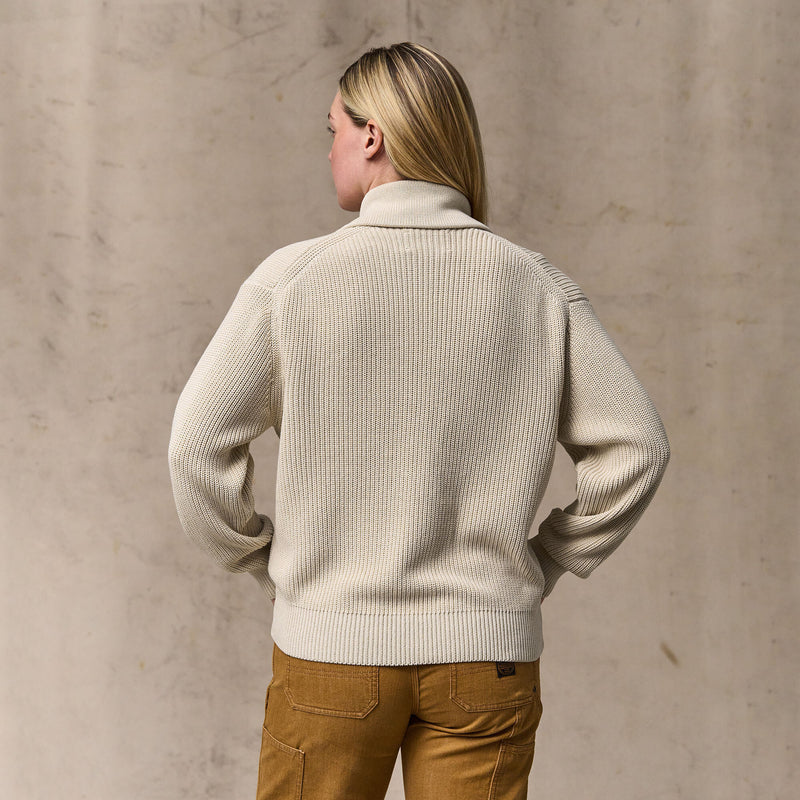 Women's cotton shawl neck cardigan von Filson | Natural (White)