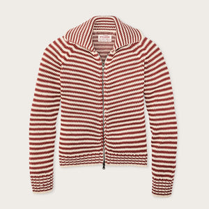 Women's cotton full-zip cardigan von Filson | Brick / sand stripe (Red)