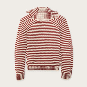 Women's cotton full-zip cardigan von Filson | Brick / sand stripe (Red)