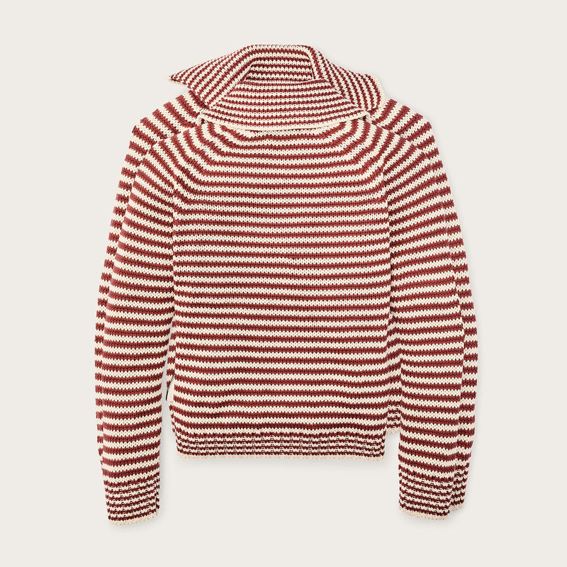 Women's cotton full-zip cardigan von Filson | Brick / sand stripe (Red)