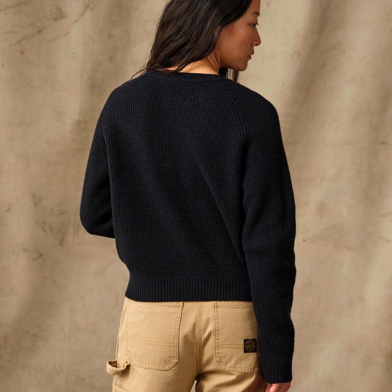 Women's waffle knit merino sweater by Filson | Dark navy (Blue)