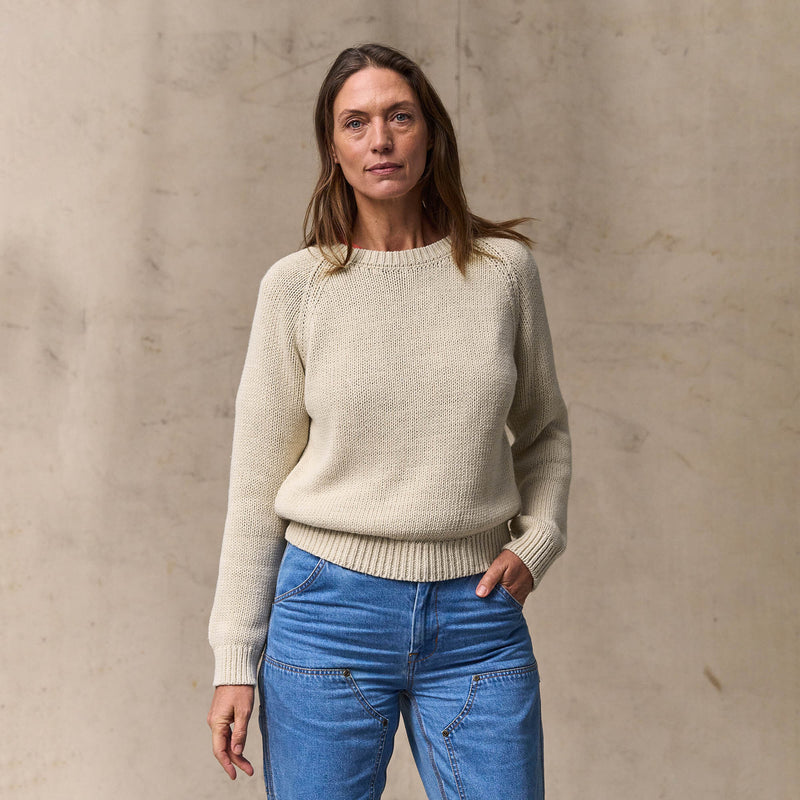 Women's cotton crewneck sweater by Filson | Natural (White)
