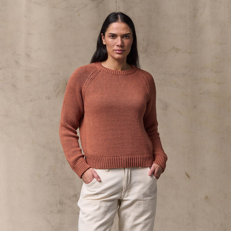 Women's cotton crewneck sweater by Filson | Copper brown (Red)