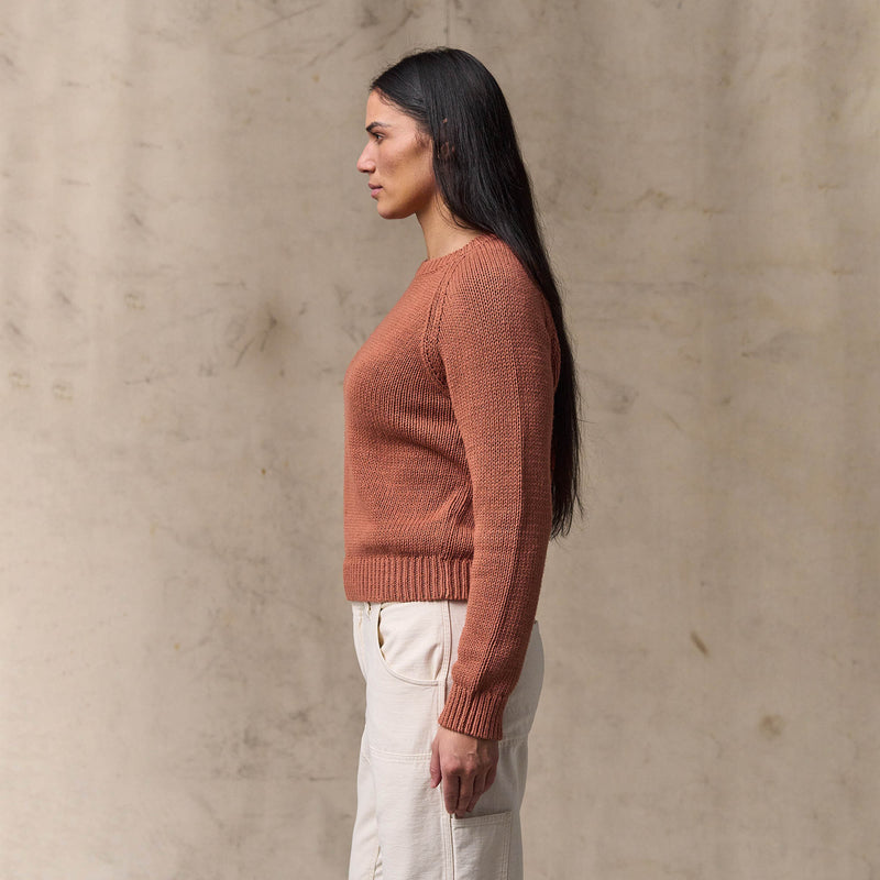 Women's cotton crewneck sweater by Filson | Copper brown (Red)