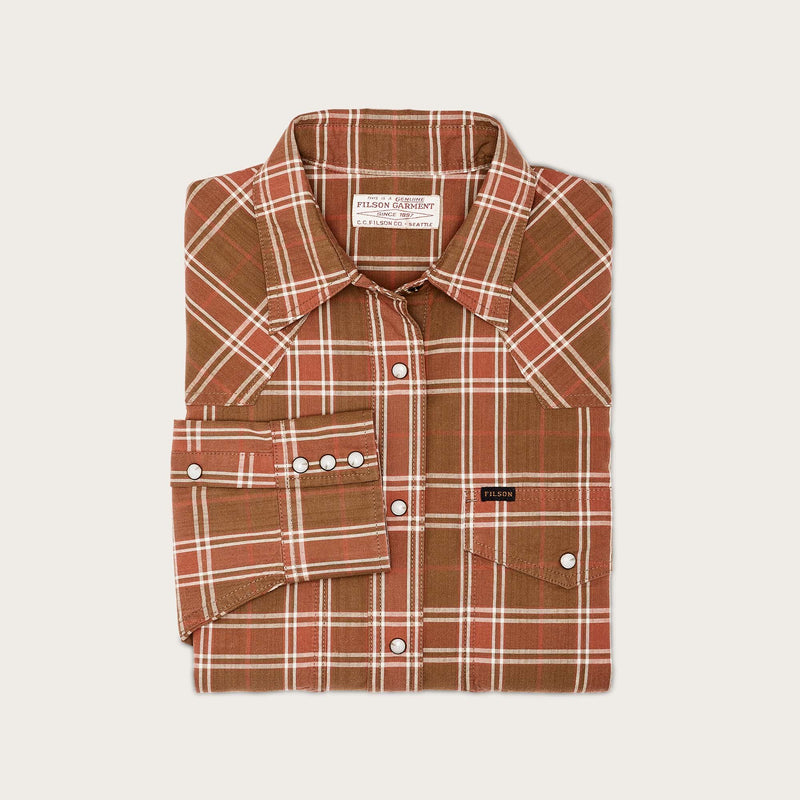 Women's flannel western shirt di Filson | Clay dust (Brown)