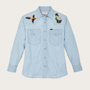 Women's embroidered western shirt von Filson | Light indigo ch (Blue)