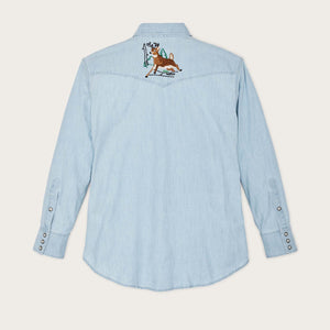 Women's embroidered western shirt von Filson | Light indigo ch (Blue)