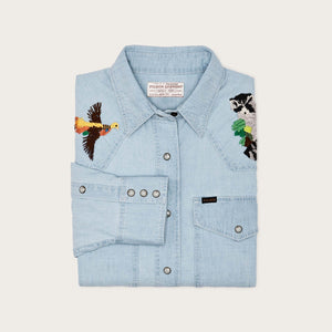 Women's embroidered western shirt von Filson | Light indigo ch (Blue)