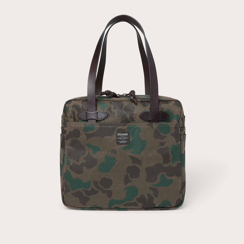 Waxed rugged twill tote bag with zipper von Filson | Dark wax shrub camo (Grey)