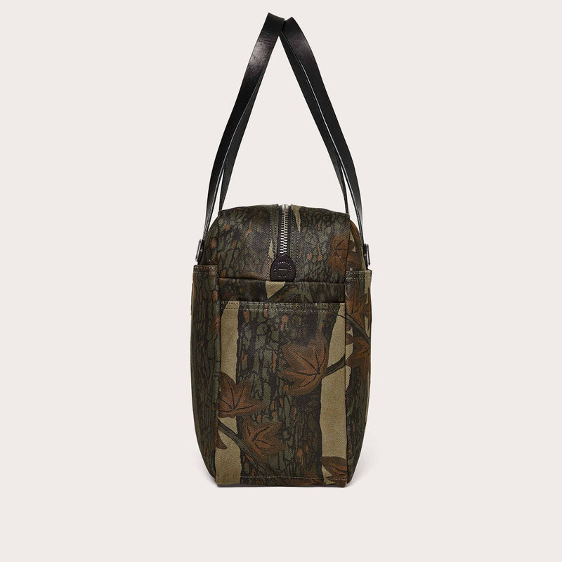 Rugged twill tote bag with zipper by Filson | Maple bark camo (Beige)