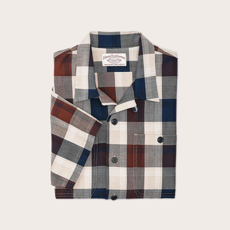 Rustic short sleeve camp shirt di Filson | Heartwood navy stone plaid (Multicolor)