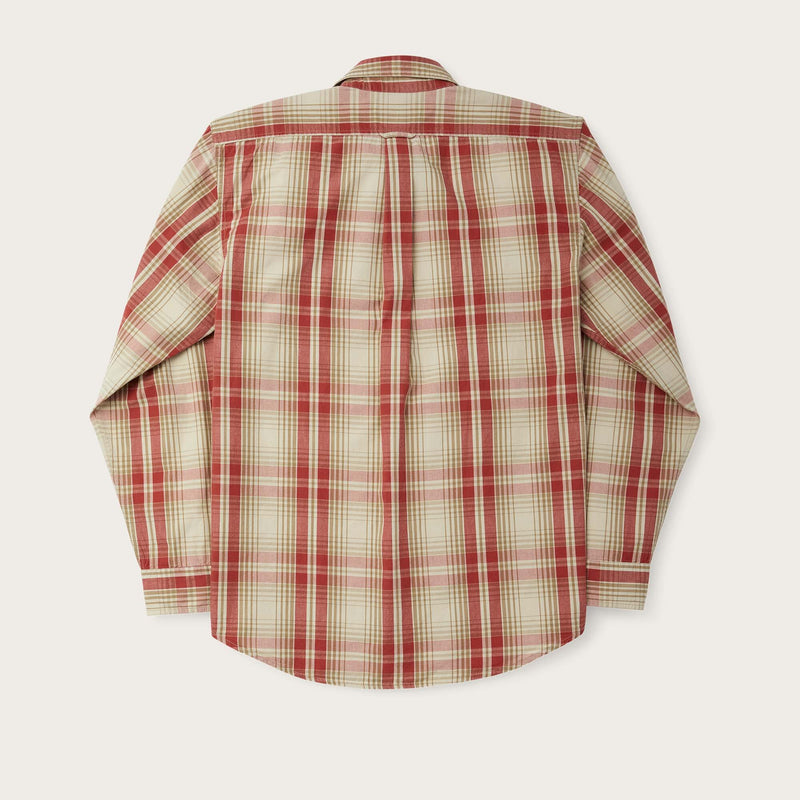 Filson's washed feather cloth shirt di Filson | River rock faded red (Red)