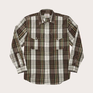 Washed feather cloth shirt by Filson | Sage / olive plaid (Green)