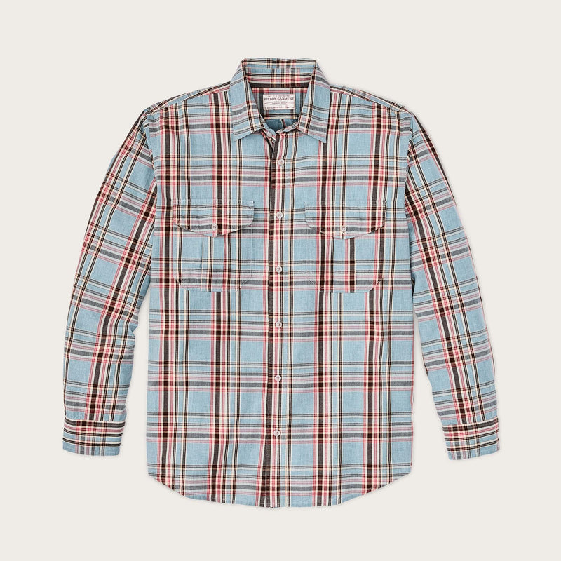 Filson's washed feather cloth shirt von Filson | Light blue / red / n (Blue)