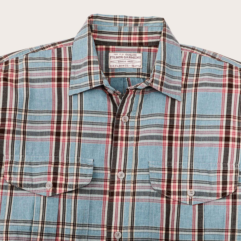 Filson's washed feather cloth shirt von Filson | Light blue / red / n (Blue)