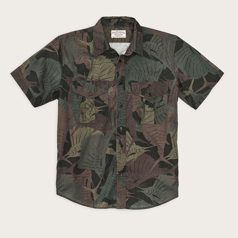 Washed ss feather cloth shirt di Filson | Sailfish dark olive print (Green)