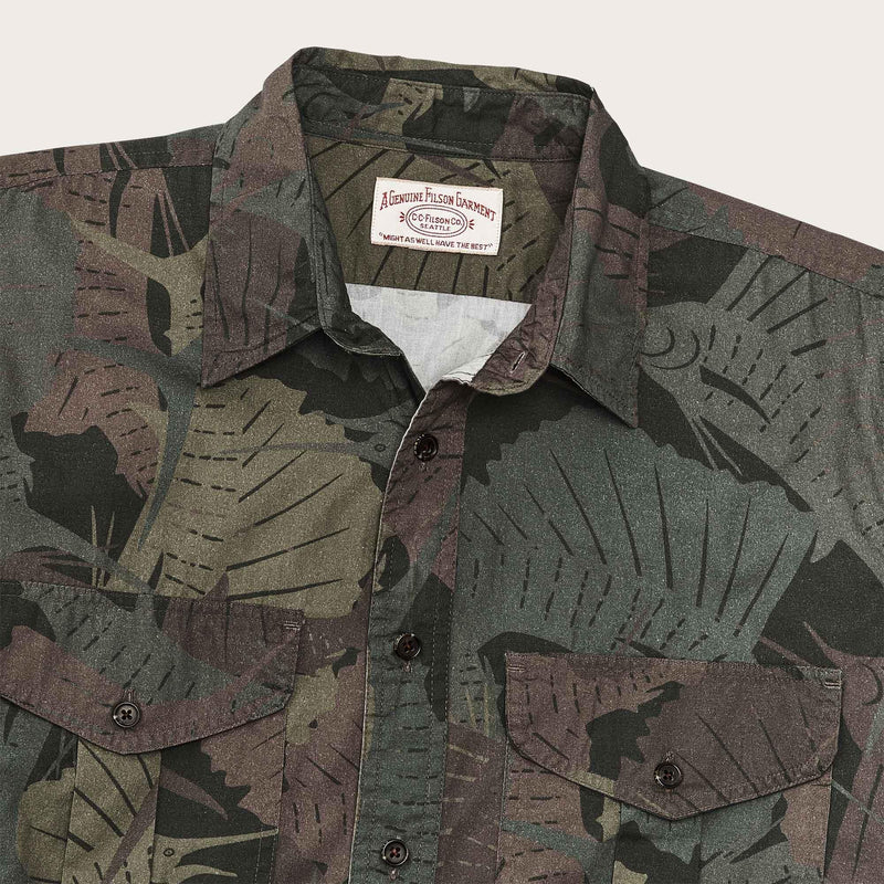 Washed ss feather cloth shirt di Filson | Sailfish dark olive print (Green)